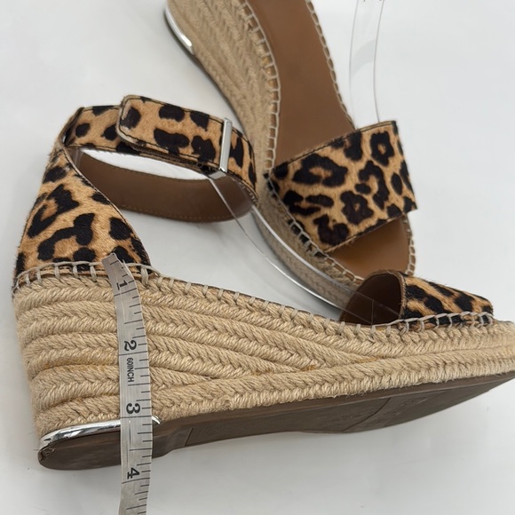 Franco Sarto Camera Calf Hair Leopard Print Espadrilles Wedge Sandals - Picture 14 of 16